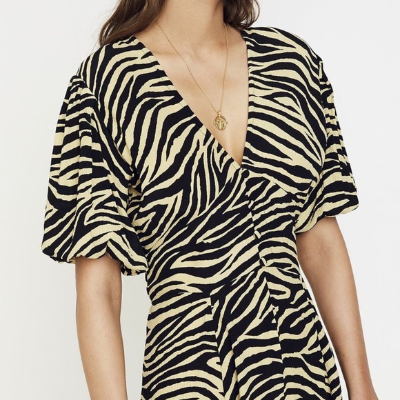 Faithfull the Brand Yellow Zebra Dress - Size S/4 - Picture 7 of 7